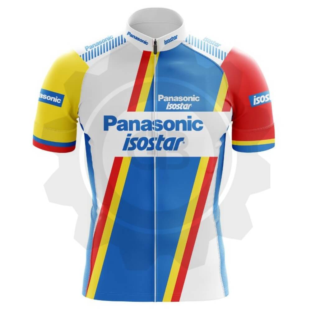 Panasonic Isostar- Maillot de cyclisme vintage manches courtes